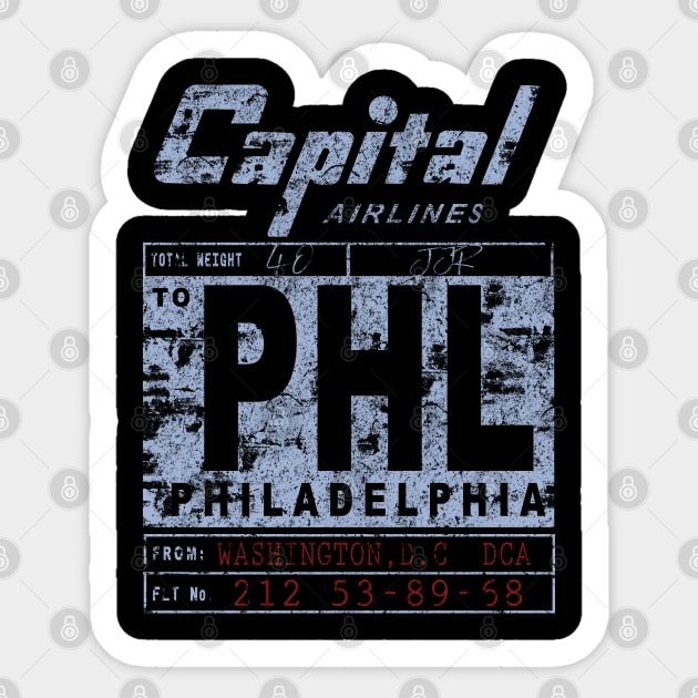 PHL Philadelphia Airport Vintage Airline Tag Sticker by DesignedForFlight